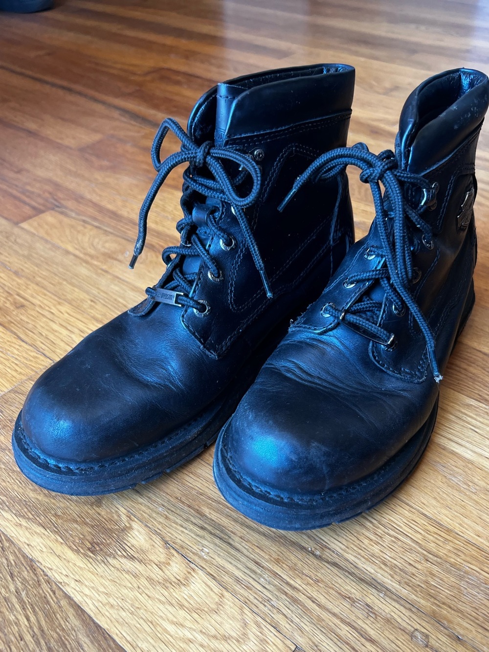 Harley-Davidson Black Leather Lace-Up Boots